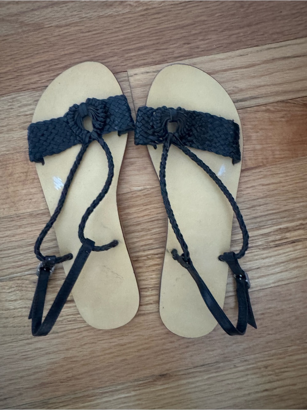 Urban Outfitters Black Braided Toe-Loop Sandals